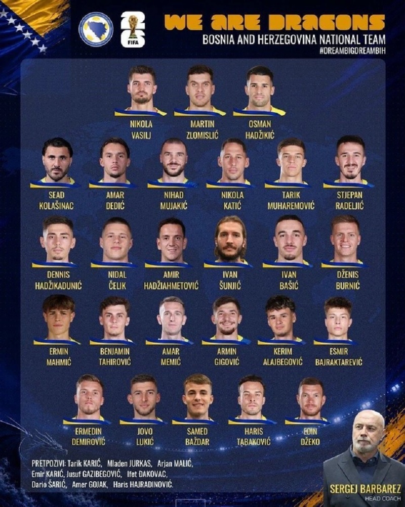 Bosnia chốt danh sách cầu thủ dự World Cup 2026 trước 1 tháng - Ảnh 2